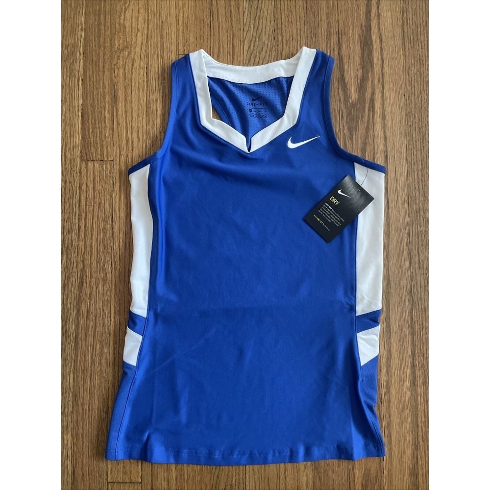 Nike Blue Untouchable Speed Lacrosse Gym Workout Jersey 881259-494 Womens XS New